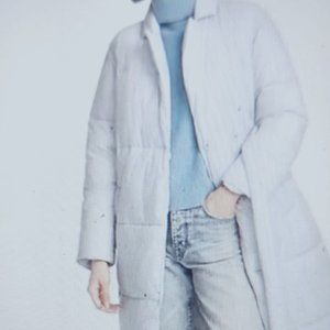 NWT J. Crew Puffer wrap coat with PrimaLoft® Gray Silver with belt size M
